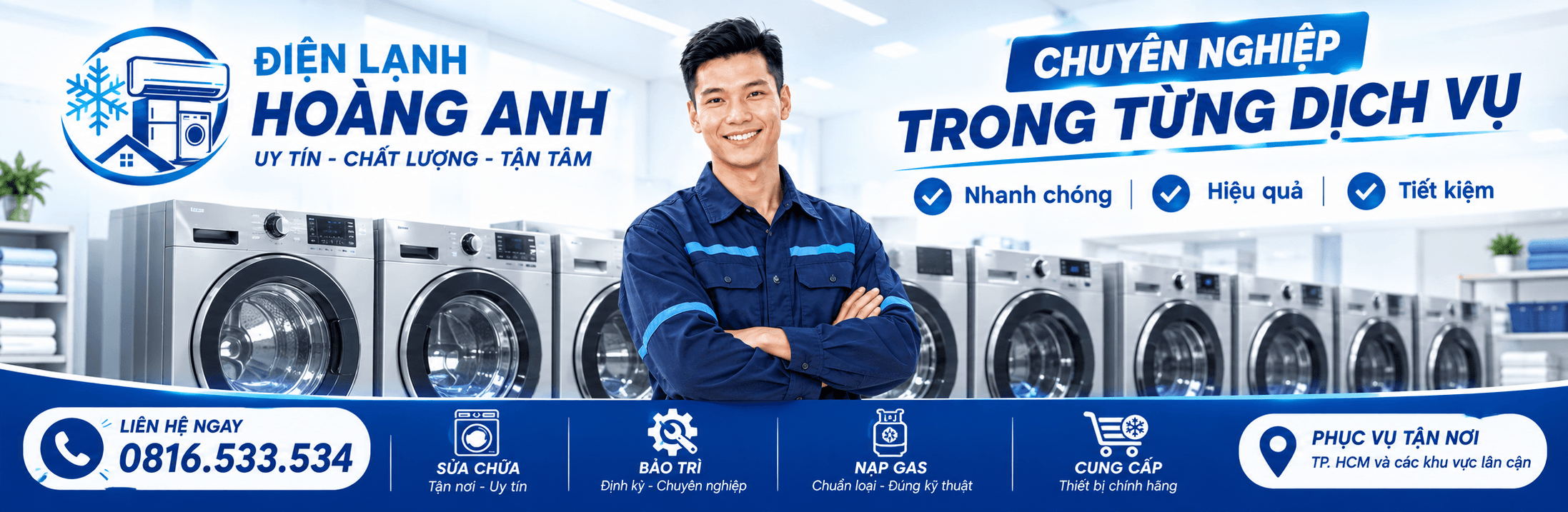 Điện Lạnh Hoàng Anh – sửa máy giặt tại nhà TP.HCM, hotline 0816.533.534