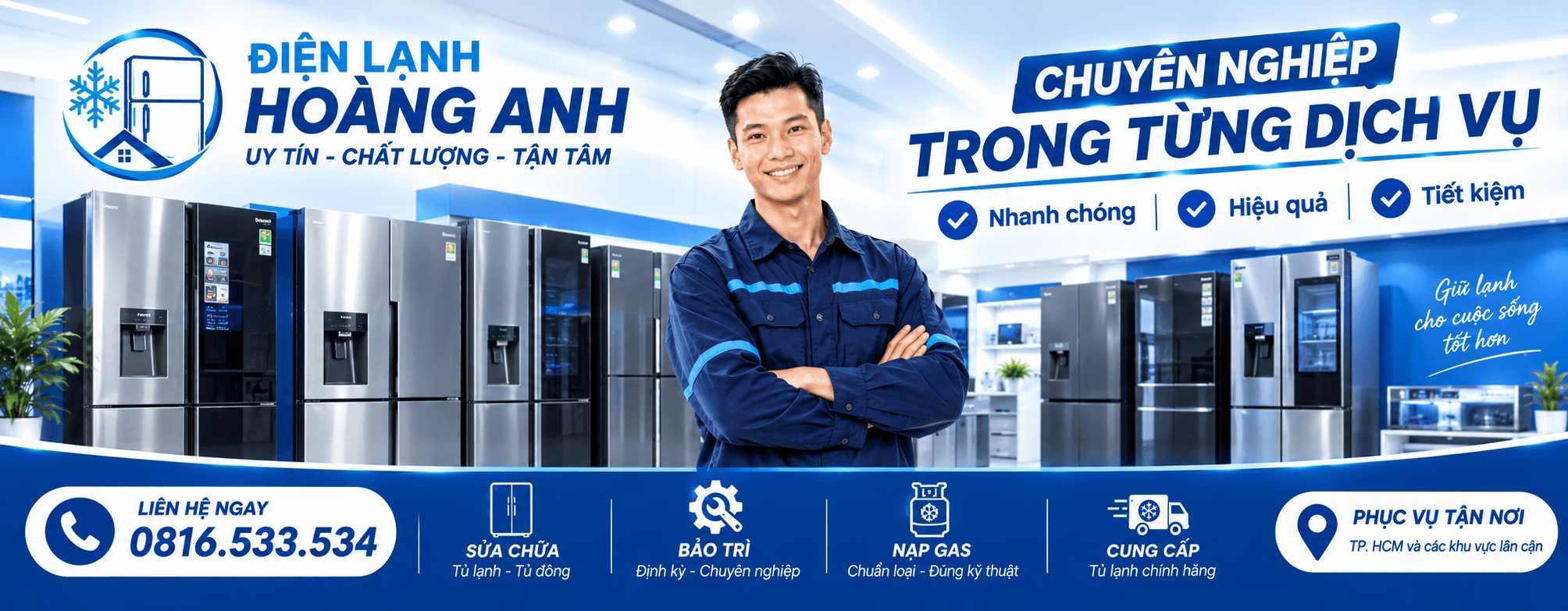 Điện Lạnh Hoàng Anh – sửa tủ lạnh tại nhà TP.HCM, hotline 0816.533.534